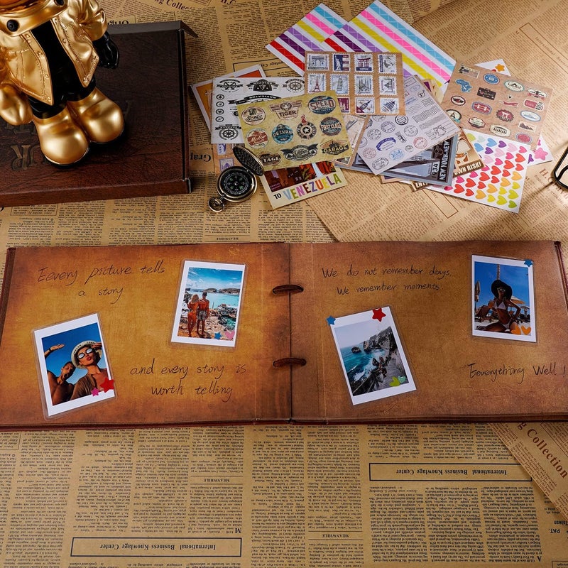 Tpudn Our Adventure Book Scrapbook Photo Album,3D Embossed Words Leather Memory Book with 80 Pages for Couples Gifts,Anniversary Wedding,Valentine's Day - Image 5
